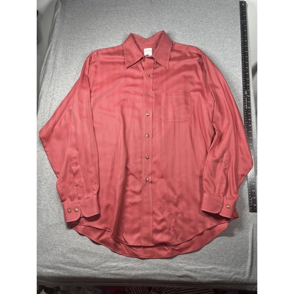 Brooks Brothers 346 Non-Iron All Cotton red Shirt Large button‎ down casual - Picture 3 of 8